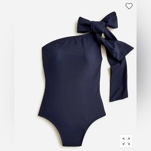 J Crew Bow One-Shoulder One Piece Bathing Suit